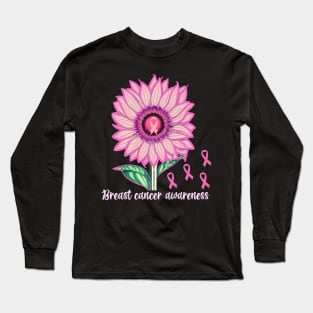 Breast Cancer Awareness Sunflower Long Sleeve T-Shirt